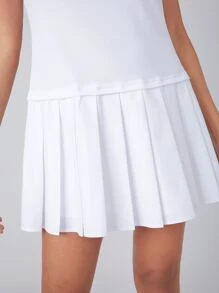 SHEIN Vestido fruncido tenis - Blanco - Ver 3