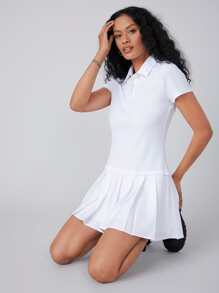 SHEIN Vestido fruncido tenis - Blanco - Ver 4