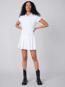 SHEIN Vestido fruncido tenis - Blanco - Ver 8