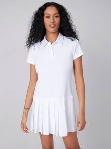 SHEIN Vestido fruncido tenis - Blanco - Ver 9
