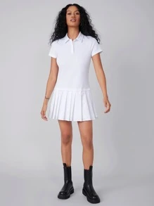 SHEIN Vestido fruncido tenis - Blanco - Ver 10