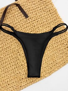 Tanga bikini de canalé - Negro - Ver 3