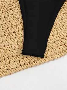 Tanga bikini de canalé - Negro - Ver 4