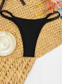 Tanga bikini de canalé - Negro - Ver 5