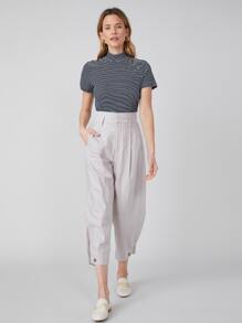 MOTF PREMIUM Áo thun Cổ giả Sọc - Xanh và trắng - Xem 11