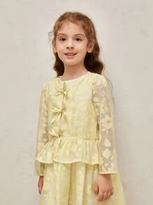 SHEIN Toddler Girls Tie Front Appliques Sheer Peplum Top