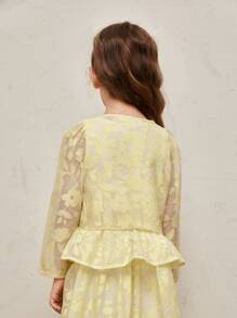 SHEIN Toddler Girls Tie Front Appliques Sheer Peplum Top