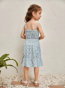 SHEIN 小女童小碎花吊帶洋裝