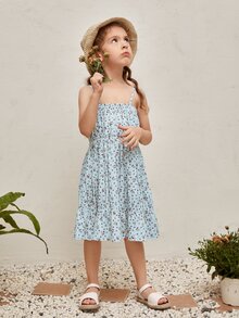 SHEIN 小女童小碎花吊帶洋裝