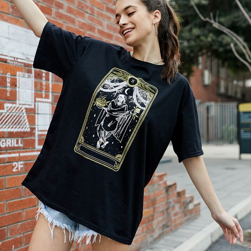 

Skull Graphic Oversized Tee, Black