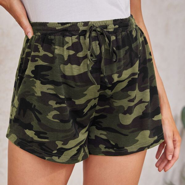 

Maternity Camo Drawstring Waist Shorts, Army green