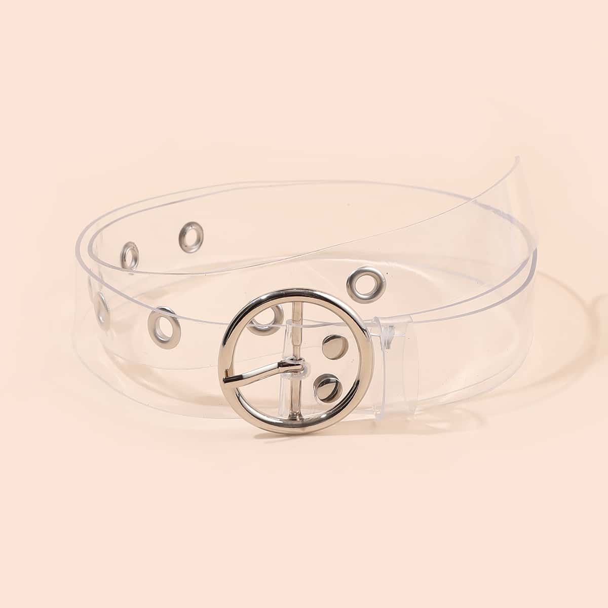 

Round Buckle Transparent Belt, Clear