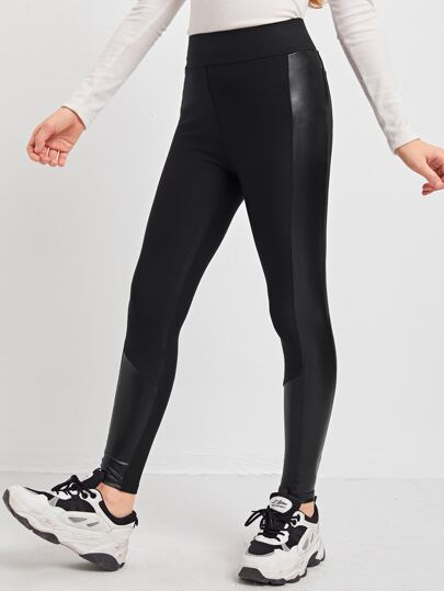 بنطلون جلد Pu عالي الخصر للفتيات المراهقات