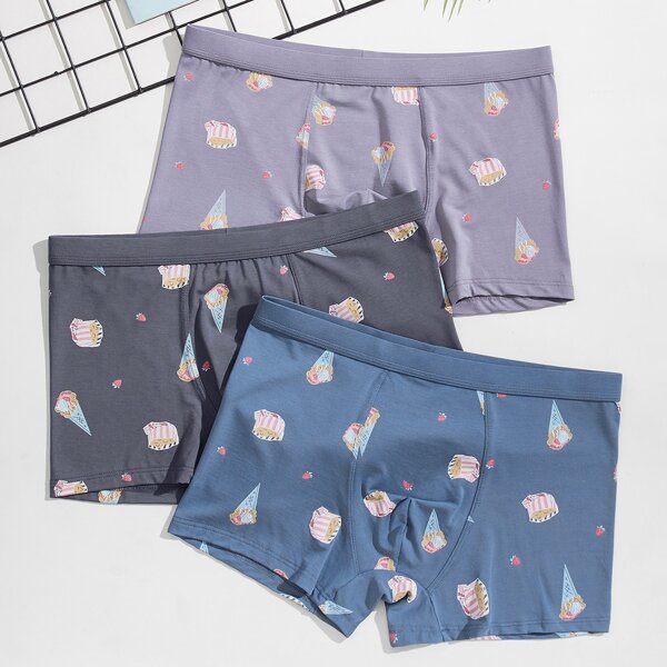 

Men 3 Pack Cartoon Graphic Boxer Brief, Multicolor