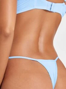 Solid Sexy Thong Panty - Baby Blue - View 2