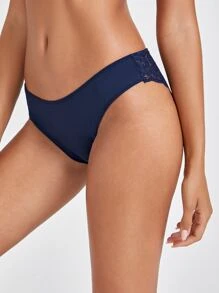 Contrast Lace Panty Lingerie - Blue - View 2
