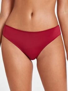 Contrast Lace Panty - Burgundy - View 4