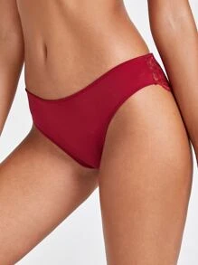 Contrast Lace Panty - Burgundy - View 5