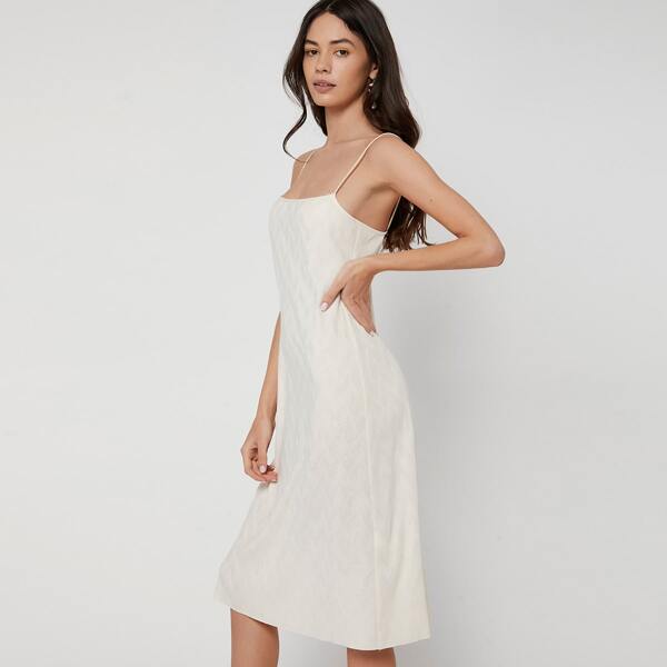 

Solid Cami Dress, Beige