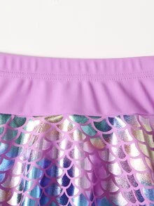 Baby Girl Fish Scale Print Beach Skirt - Purple - View 4