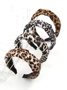 Boho 4pcs Leopard Print Tie Hair Hoop,Hairband,Hair Hoop,Hair Accessories Headbands