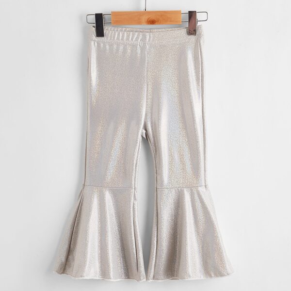 

Toddler Girls Metallic Flare Leg Pants, Silver