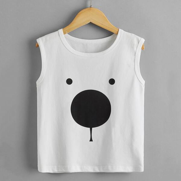 

Toddler Boys Cartoon Graphic Tank Top, White