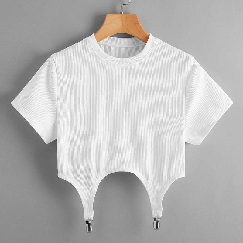 

Solid Asymmetrical Crop Tee, White