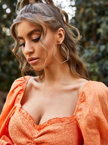 Geo Design Hoop Earrings - Yellow Gold - View 3