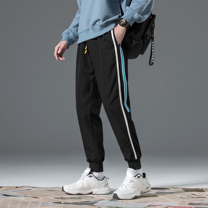 

Guys Side Striped Drawstring Joggers, Black