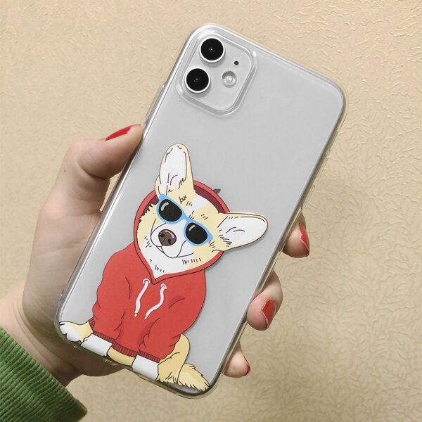 

Прозрачный чехол для iPhone с узором собаки