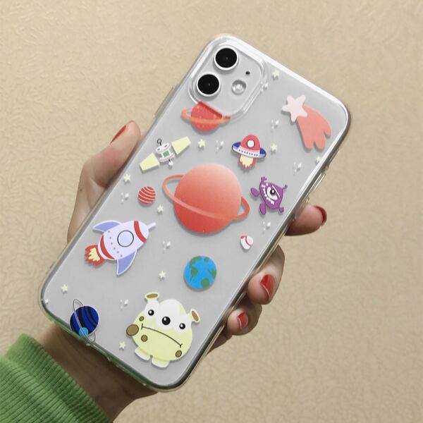 

Cartoon Space Clear iPhone Case, Multicolor clear