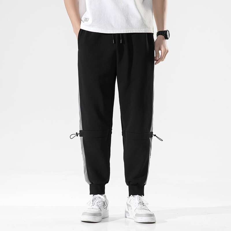 

Guys Contrast Panel Drawstring Joggers, Black
