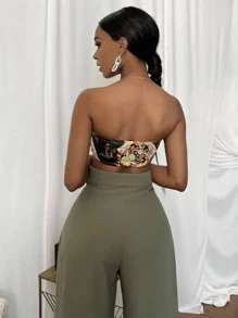 SHEIN Unity 巴洛克圖案短版抹胸上衣 - 彩色 - 查看 2