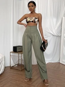 SHEIN Unity 巴洛克圖案短版抹胸上衣 - 彩色 - 查看 4