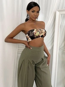 SHEIN Unity 巴洛克圖案短版抹胸上衣 - 彩色 - 查看 6