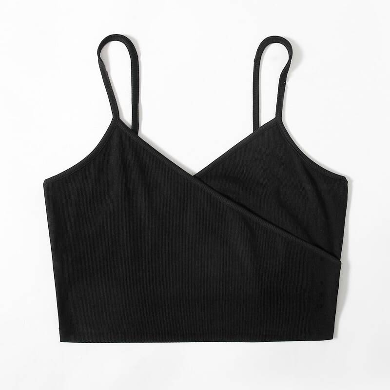 

Solid Wrap Crop Cami, Black