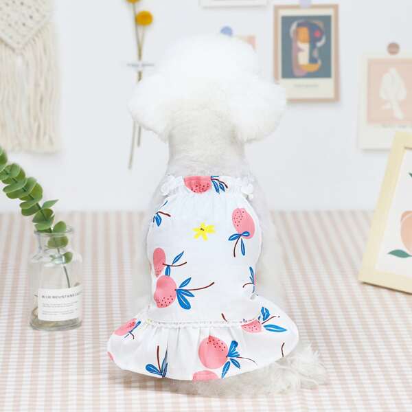 

Fruit Print Pet Dress, White