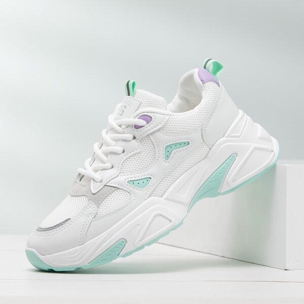 

Lace-up Front Mesh Panel Sneakers, White