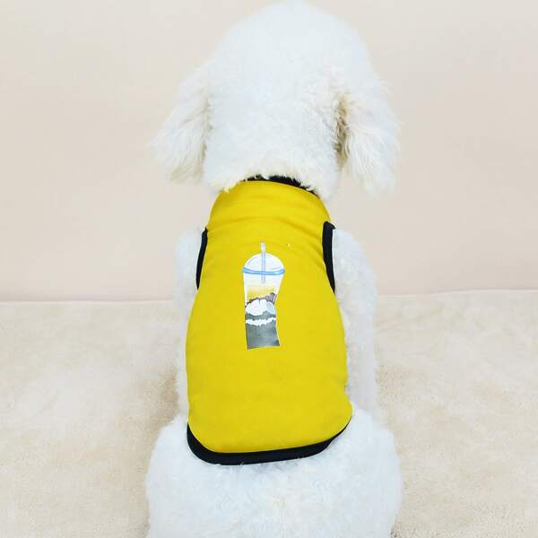 

Cartoon Graphic Pet Tank Top, Yellow