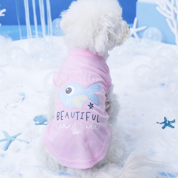 

Cartoon Graphic Pet Tank Top, Pink