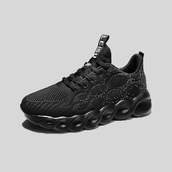 

Men Lace-up Front Knit Sneakers, Black
