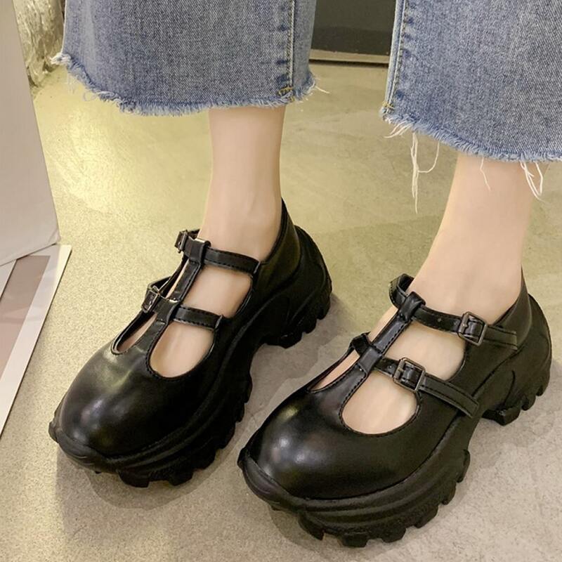 

T-strap Mary Jane Wedges, Black