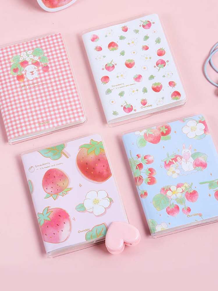 1pc Strawberry Print Cover Random Notebook - Multicolor - View 1