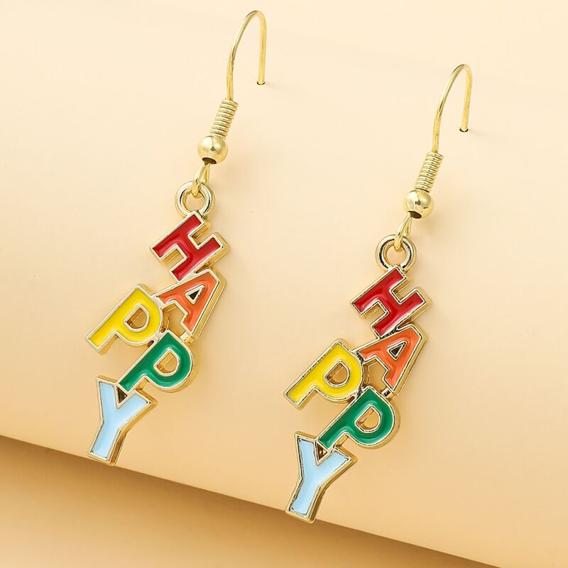 

Letter Drop Earrings, Gold