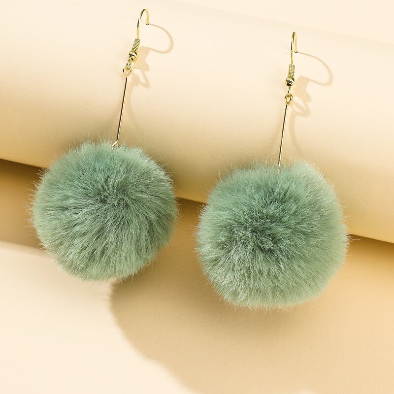 

Pom Pom Drop Earrings, Green