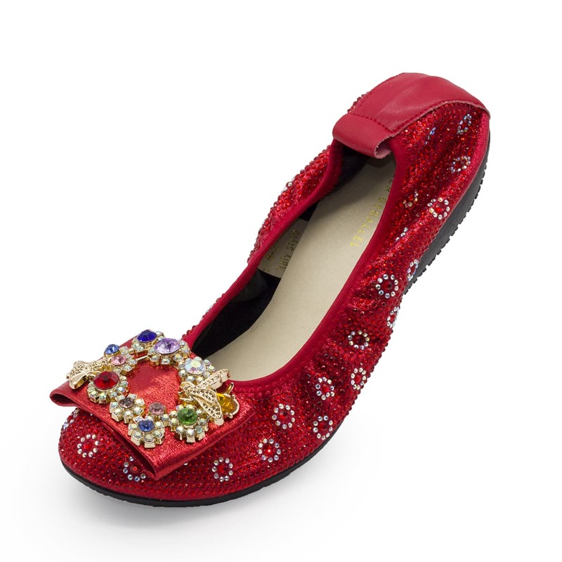 

Rhinestone Decor Flats, Red