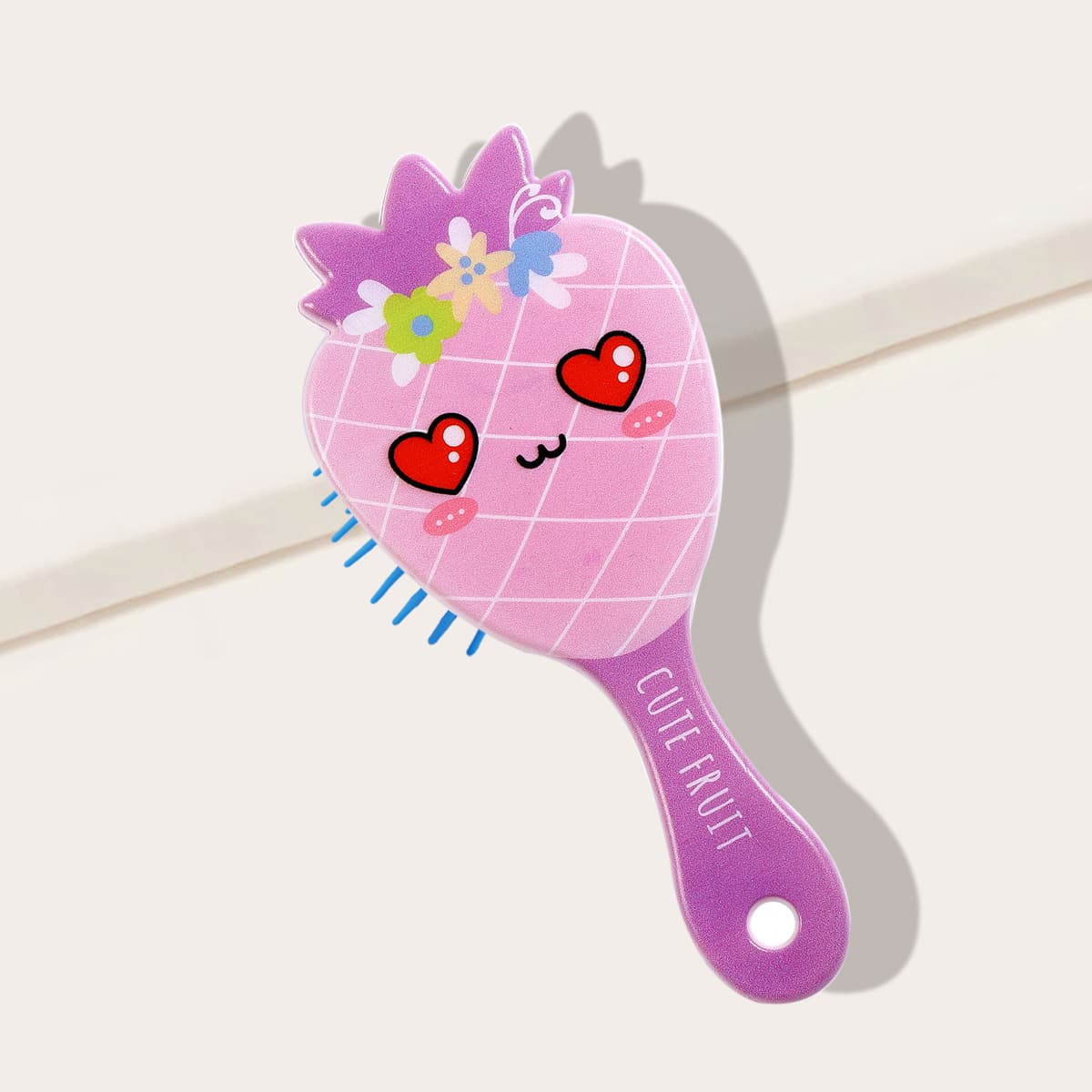 

1pc Strawberry Design Hair Brush, Purple