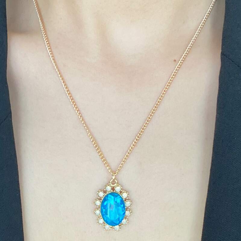 

Crystal Pendant Necklace, Blue