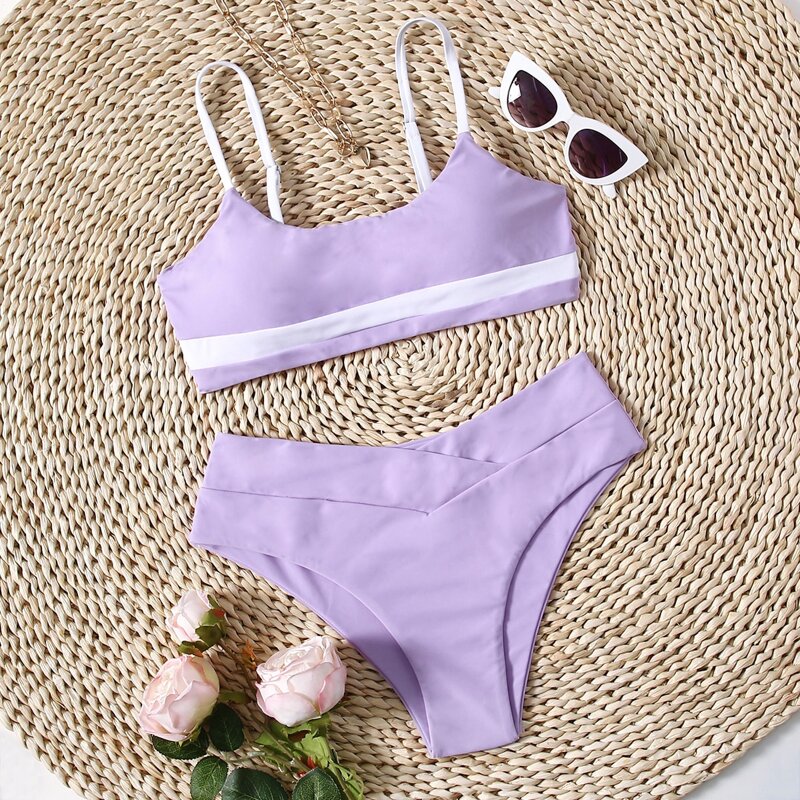 

Colorblock Cami Bikini Swimsuit, Purple